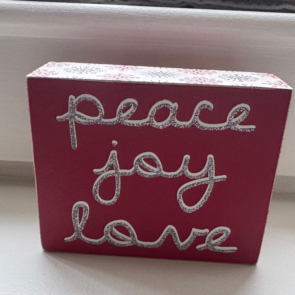 Holiday 'Peace Joy Love' Red Decorative Block Frame